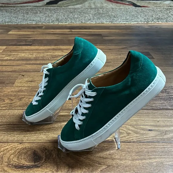Paul Frederick~Men’s Size 10 Suede Green Low-Top Lace Up Sneaker Shoes