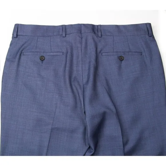 Paul Smith Men's Dress Pants Unhemmed Blue Modern Fit 36Wx35L Made Italy E03346