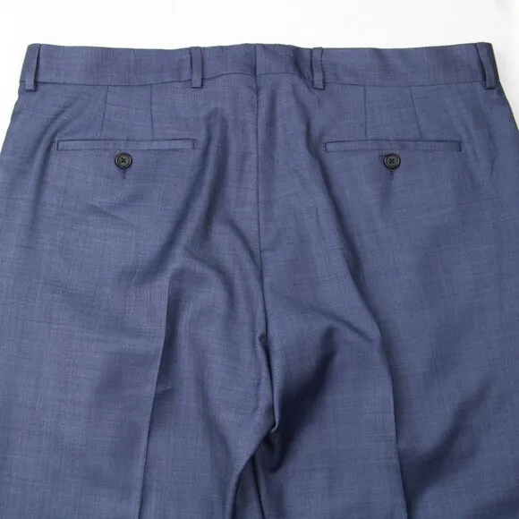 Paul Smith Men's Dress Pants Unhemmed Blue Modern Fit 36Wx35L Made Italy E03346