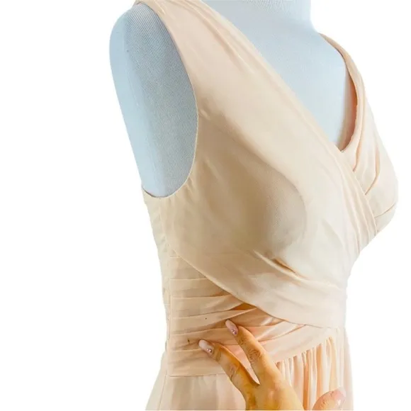 Peach Floor Length Chiffon Gown Classic Elegant Prom Dress Military Ball Dress