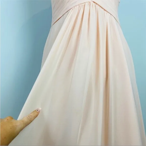Peach Floor Length Chiffon Gown Classic Elegant Prom Dress Military Ball Dress
