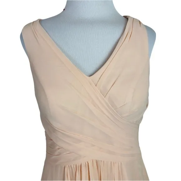 Peach Floor Length Chiffon Gown Classic Elegant Prom Dress Military Ball Dress
