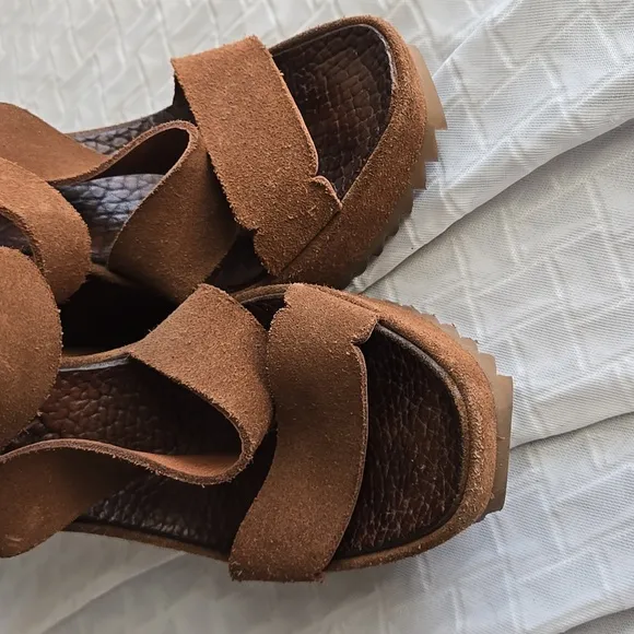 Pedro Garcia Brown Suede Strappy Wedges Boho Bohemian Western Summer Shoes