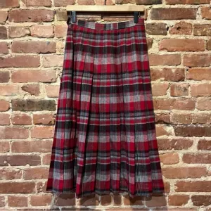 Pendleton 100% Virgin Wool Pleated Tartan Midi Dress Size 8 Made in USA