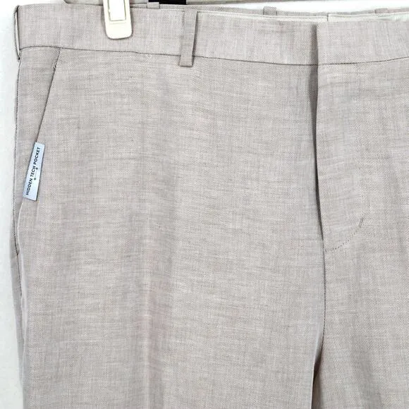 Perry Ellis Men's Beige Linen/Cotton Classic Modern Fit Dress Pants Size 40x30