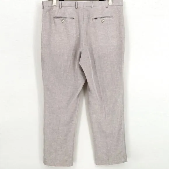 Perry Ellis Men's Beige Linen/Cotton Classic Modern Fit Dress Pants Size 40x30