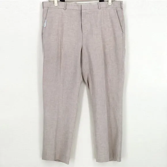 Perry Ellis Men's Beige Linen/Cotton Classic Modern Fit Dress Pants Size 40x30
