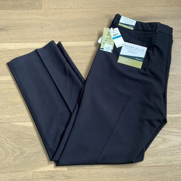 Perry Ellis Men's Black Modern Fit Stretch Suit Dress Pants 36Wx32L