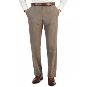 Perry Ellis Men's Brown Stretch Modern-Fit Classic Dress Pants Size 38x32