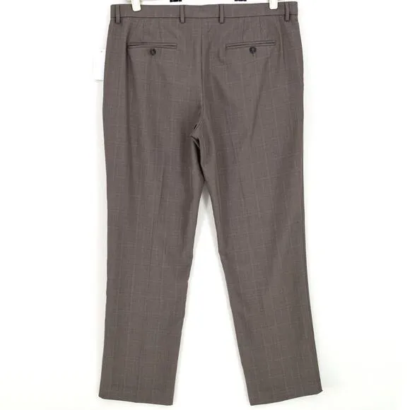 Perry Ellis Men's Brown Stretch Modern-Fit Classic Dress Pants Size 38x32