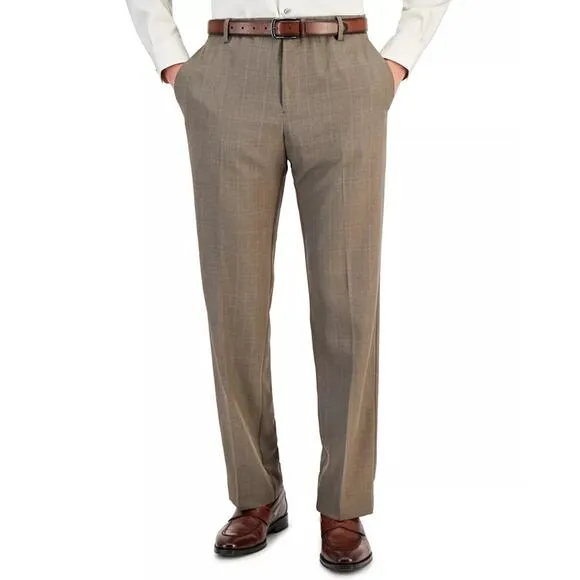 Perry Ellis Men's Brown Stretch Modern-Fit Classic Dress Pants Size 38x32