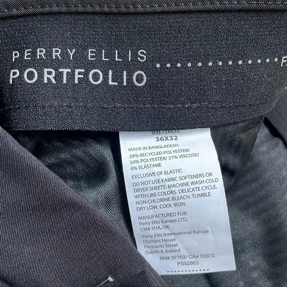 Perry Ellis Men’s Modern Fit Flex Stretch Black Suit Dress Pants - NWT