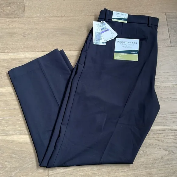 Perry Ellis Men’s Modern Fit Flex Stretch Black Suit Dress Pants - NWT