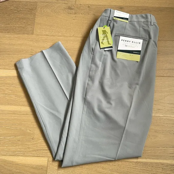 Perry Ellis Men’s Modern Fit Flex Stretch Grey Suit Dress Pants 38Wx32L - NWT