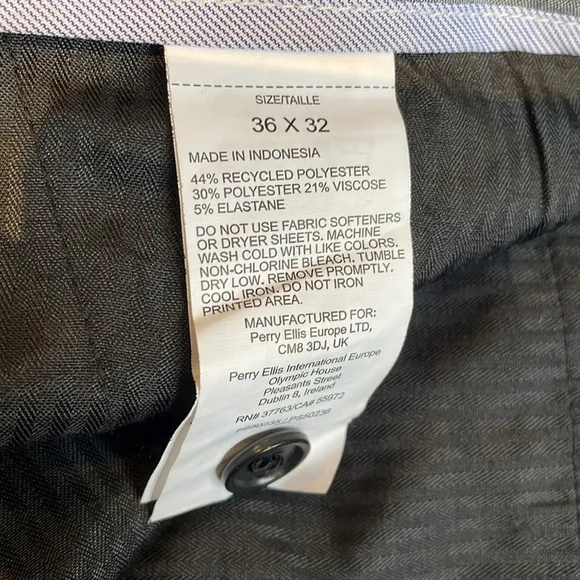 Perry Ellis Men's Modern-Fit Grey Mini Check Suit Dress Pants 36Wx32L
