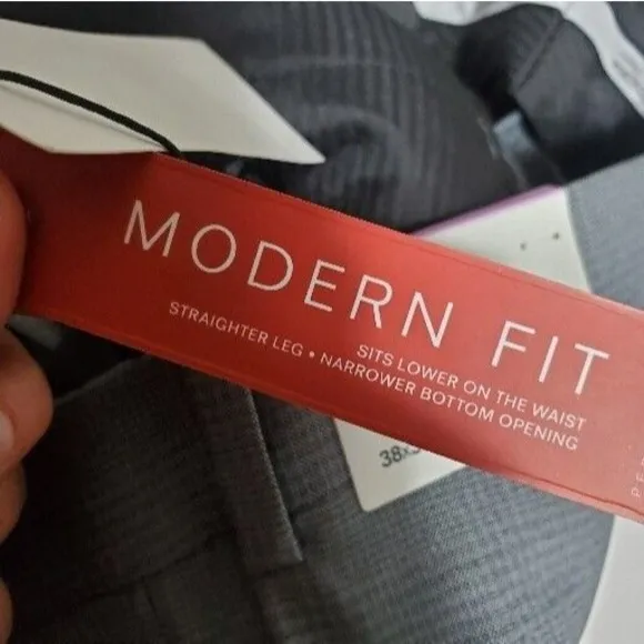 PERRY ELLIS Portfolio Alloy Gray Subtle Plaid Modern Fit Dress Pants NEW 38x30