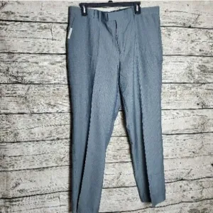 PERRY ELLIS Portfolio Alloy Gray Subtle Plaid Modern Fit Dress Pants NEW 38x30