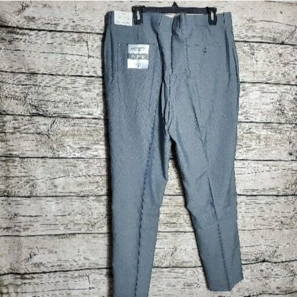 PERRY ELLIS Portfolio Alloy Gray Subtle Plaid Modern Fit Dress Pants NEW 38x30