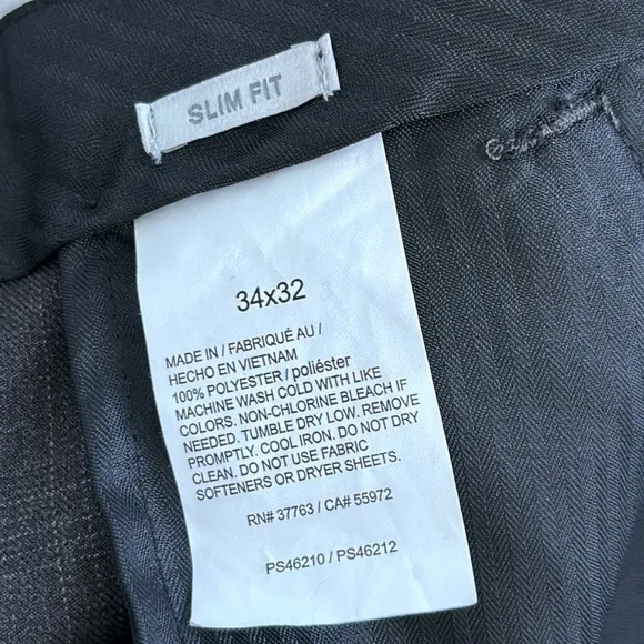 Perry Ellis Portfolio Modern Slim Fit Charcoal Heather Dress Pants Size 34