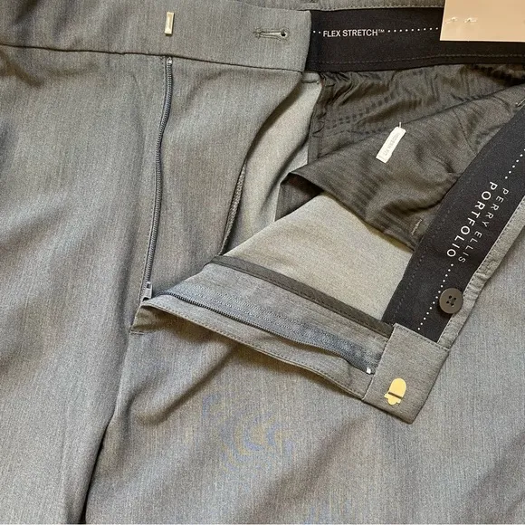 Perry Ellis Portfolio Resolution Modern Fit Smoked Pearl Gray Slacks Mens 36X32‎