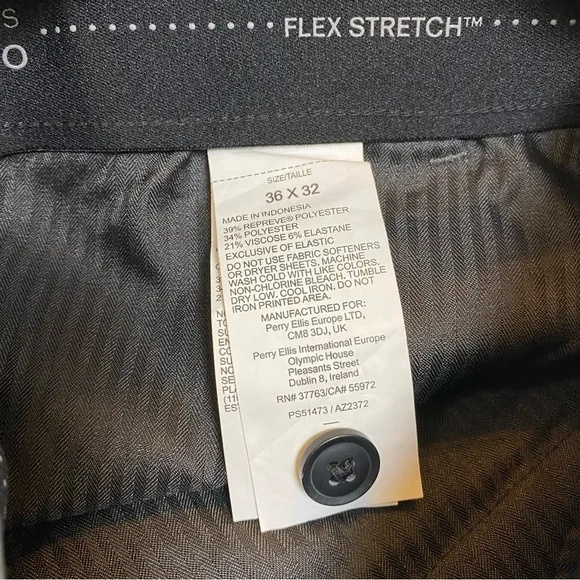 Perry Ellis Portfolio Resolution Modern Fit Smoked Pearl Gray Slacks Mens 36X32‎