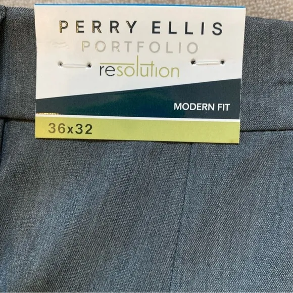Perry Ellis Portfolio Resolution Modern Fit Smoked Pearl Gray Slacks Mens 36X32‎
