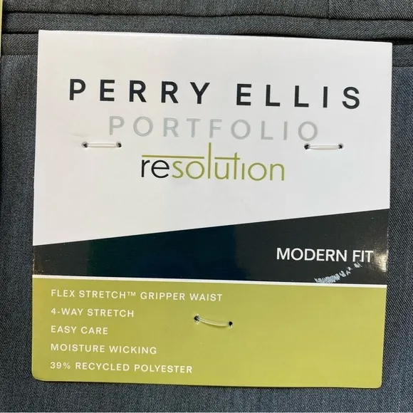 Perry Ellis Portfolio Resolution Modern Fit Smoked Pearl Gray Slacks Mens 36X32‎