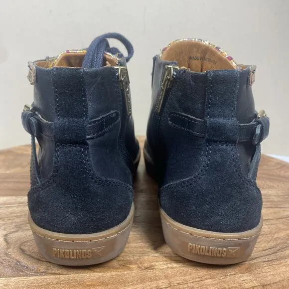 Pikolinos Lagos Bootie Womens Black Gum Size 7.5 Leather Bootie Zip Up Shoes