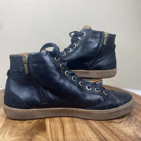 Pikolinos Lagos Bootie Womens Black Gum Size 7.5 Leather Bootie Zip Up Shoes