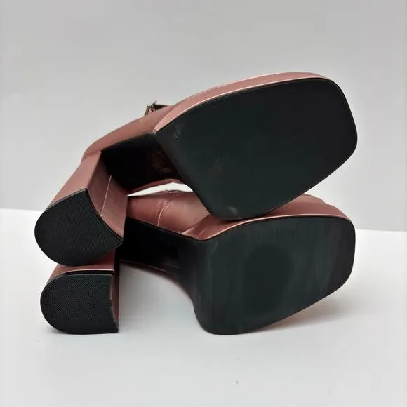 Pink Satin Block Heel Mary Jane Chunky Platform Pump Coquette BalletCore Size 11