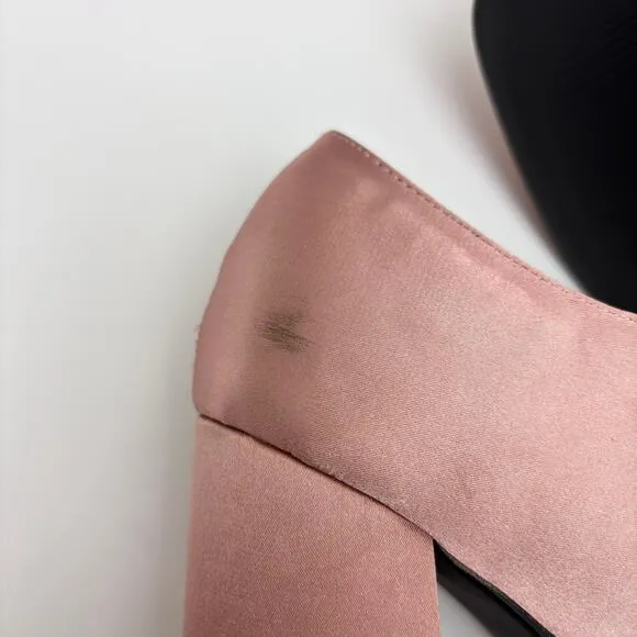 Pink Satin Block Heel Mary Jane Chunky Platform Pump Coquette BalletCore Size 11