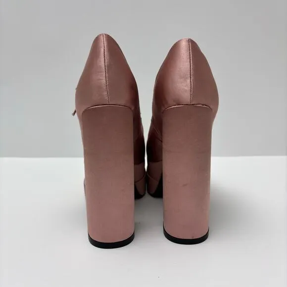 Pink Satin Block Heel Mary Jane Chunky Platform Pump Coquette BalletCore Size 11