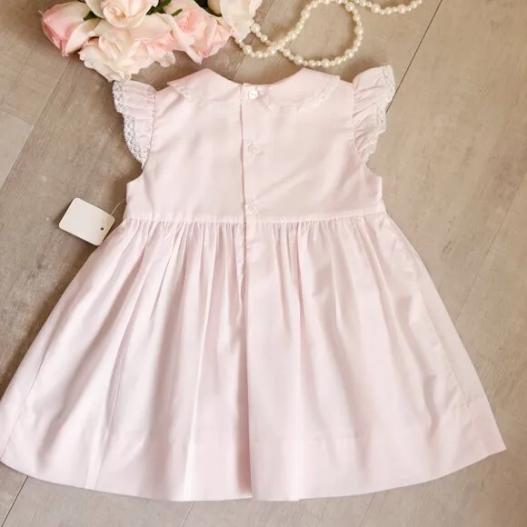 Pink Smocked Lace Dress Set Embroidery Vintage Feltman Brothers NWT