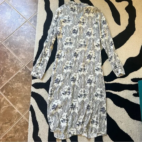 PINKO White Blue Panther Print Midi Dress