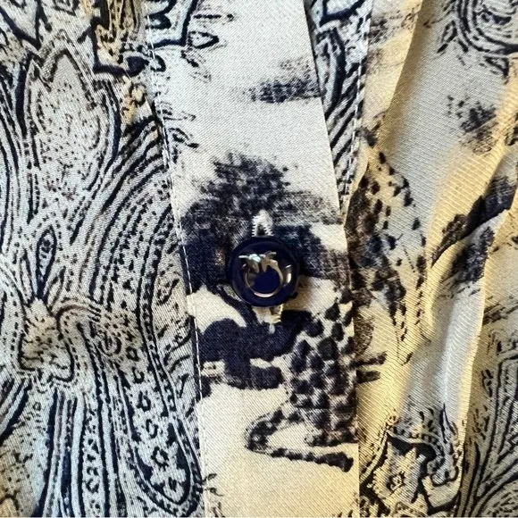 PINKO White Blue Panther Print Midi Dress