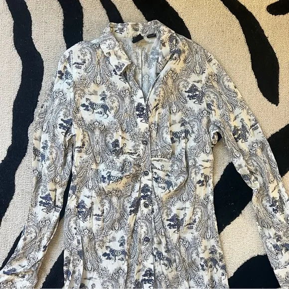 PINKO White Blue Panther Print Midi Dress