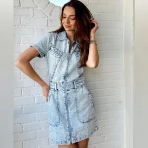 Pistola Brix Denim Mini Dress- in Meredian