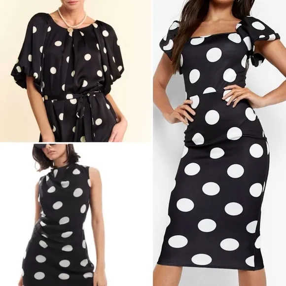 Polka Dot black and white short dress classic dress