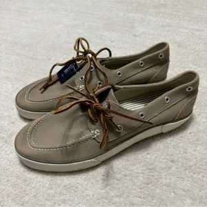 Polo Ralph Lauren Boat Shoes Sander Casual Lace Up Sneakers Khaki Tan Preppy NEW