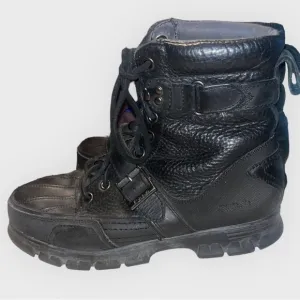 Polo Ralph Lauren Brennen Leather Boot Size 10.5 Shearling Lamb Trim Black