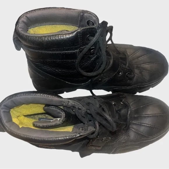 Polo Ralph Lauren Brennen Leather Boot Size 10.5 Shearling Lamb Trim Black