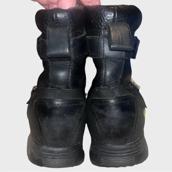 Polo Ralph Lauren Brennen Leather Boot Size 10.5 Shearling Lamb Trim Black