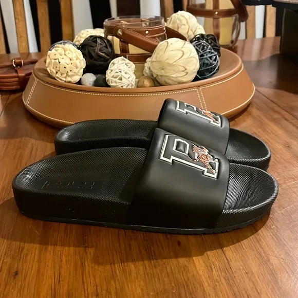 Polo Ralph Lauren Cayson Tiger black slides sandals shoes new Mens sizes