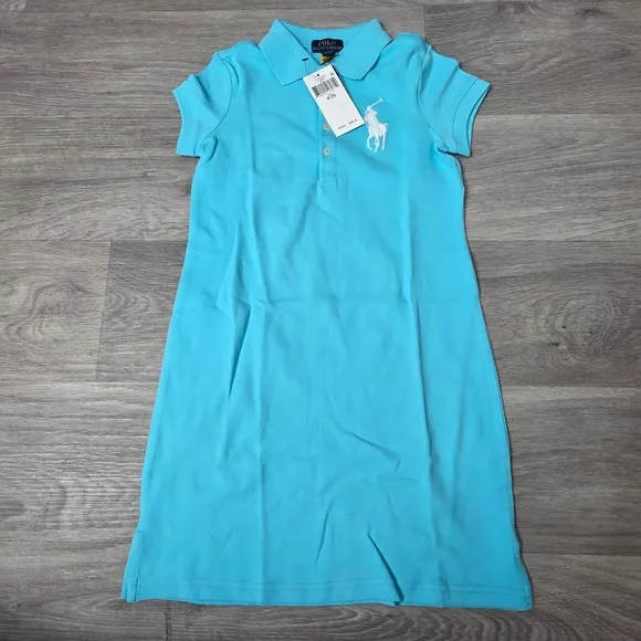 Polo Ralph Lauren Girls' Polo Dress Classic Blue Pony Logo Size S (7)
