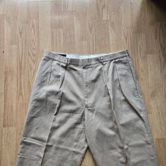 Polo Ralph Lauren Men Vtg Pleated Linen Blend Trouser Pants 38x32 Prep Classic