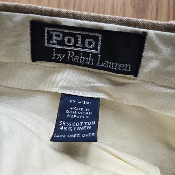Polo Ralph Lauren Men Vtg Pleated Linen Blend Trouser Pants 38x32 Prep Classic