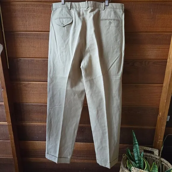 Polo Ralph Lauren Men Vtg Pleated Linen Blend Trouser Pants 38x32 Prep Classic