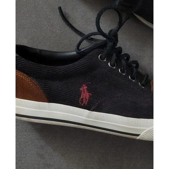 Polo Ralph Lauren Men's Vaughn Charcoal Corduroy Suede Shoes Size 7.5 D‎