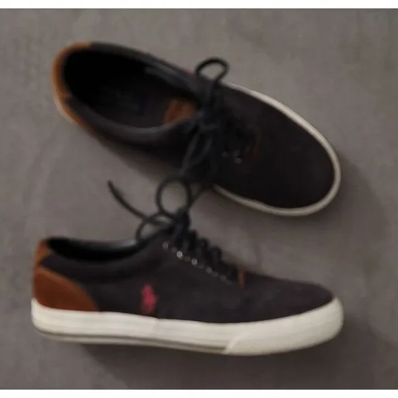Polo Ralph Lauren Men's Vaughn Charcoal Corduroy Suede Shoes Size 7.5 D‎