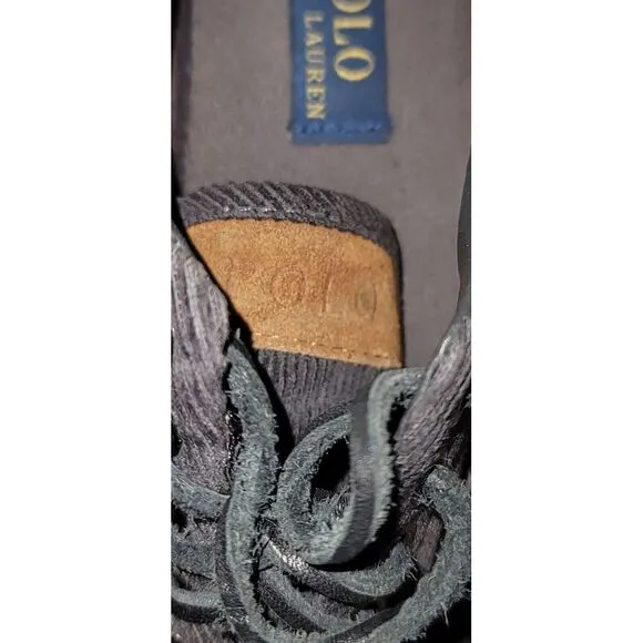 Polo Ralph Lauren Men's Vaughn Charcoal Corduroy Suede Shoes Size 7.5 D‎